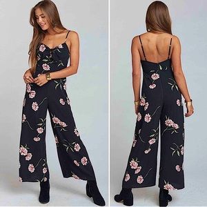 Show Me Your Mumu Floral print black crop jumpsuit ~ SMALL